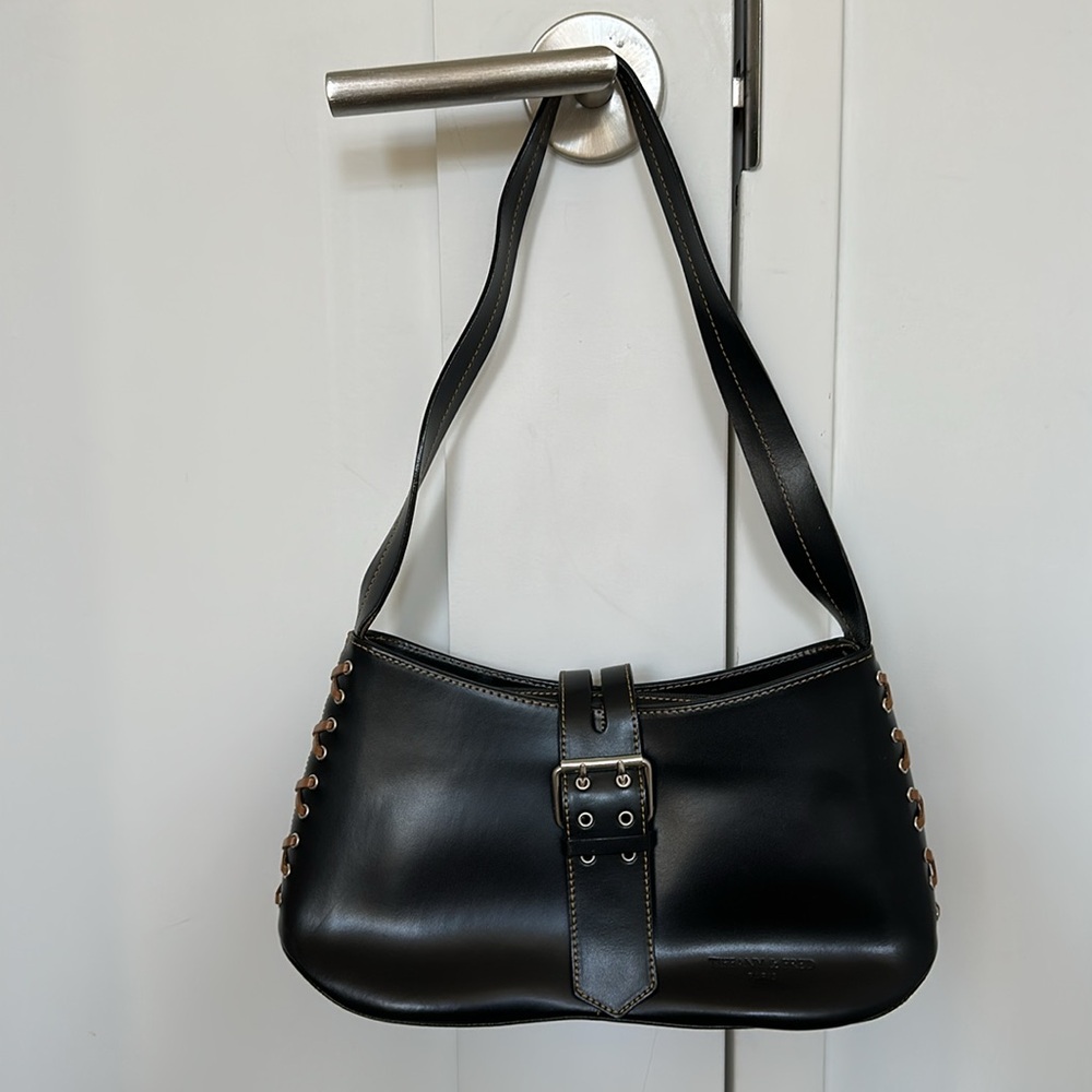 Tiffany & Fred Paris Leather Satchel Black/Tan - Picture 8 of 12